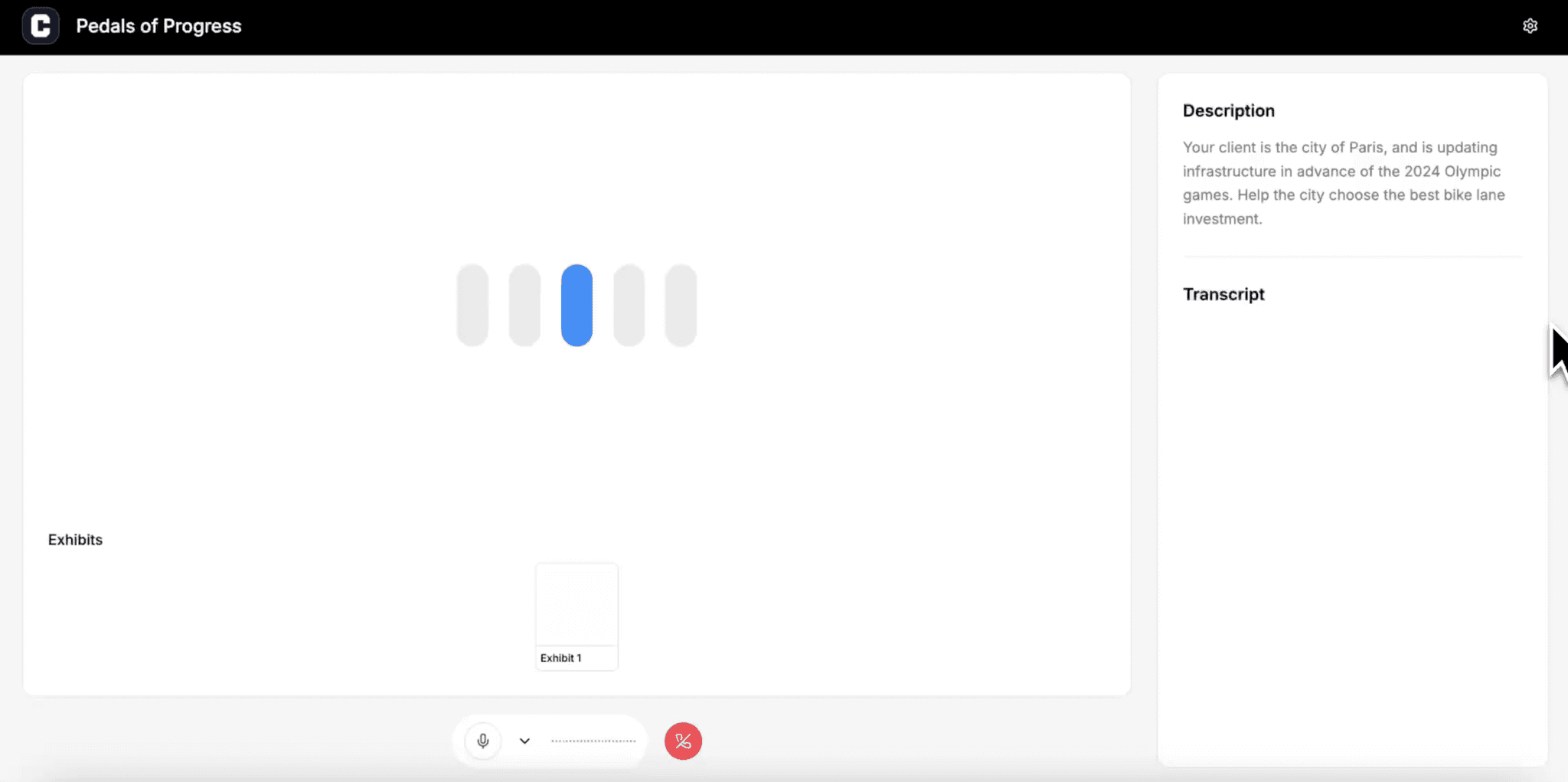 Case interview practice interface for realistic simulations